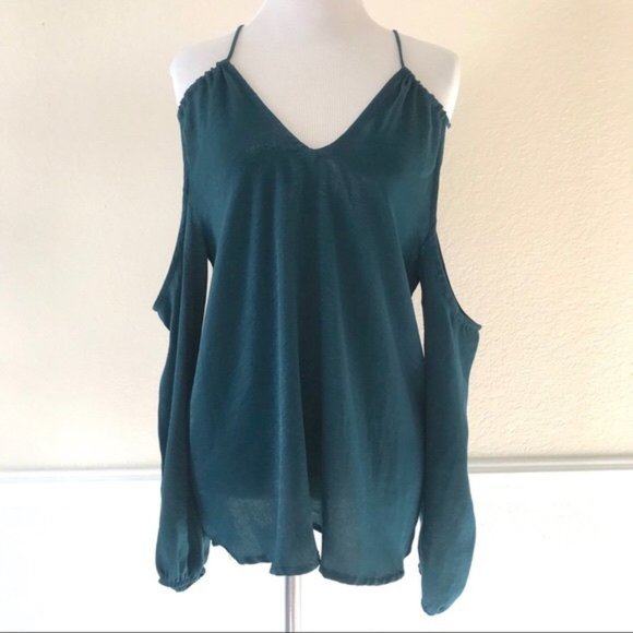 Anthropologie En Elly Cutout Silk Blue Green Top - Picture 5 of 8